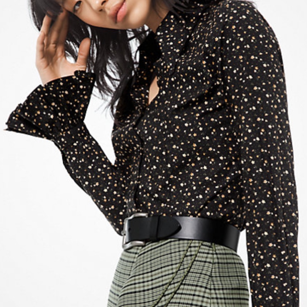 MICHAEL KORS COLLECTION Floral Crushed Poplin Shirt